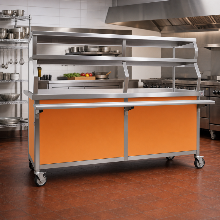 Product image #2 for Director's Choice Mobile Solid Top Serving Unit with Stainless Steel Top, 78 x 30 x 34 Inches