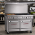 Thumbnail image #2 for Southbend Ultimate 48-Inch Commercial Gas Restaurant Range with 4 Open Burners, 24-Inch Griddle, Standard Oven, and Cabinet Base