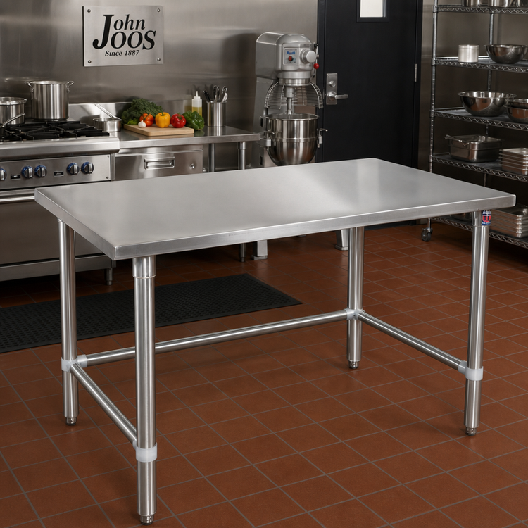 Product image #2 for John Boos Stallion 72" x 30" Flat Top 14-Gauge Stainless Steel Work Table with Safety Edge