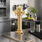 Thumbnail image #2 for Perlick Corporation 4053GD2B Napoli 2-Faucet Glycol-Cooled Countertop Draft Beer Tower, Gold-Plated Brass