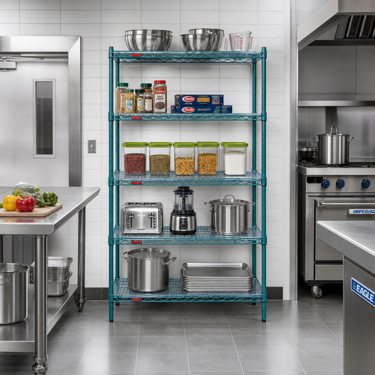 Product image #2 for EagleGard 5-Tier Starter Wire Shelving Unit, 36 x 24 x 74 Inches, EAGLEgard Hybrid Epoxy Finish