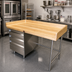 Thumbnail image #2 for Wood Top Bakers' Table with 3-Tier Left Drawer Base, 96 x 36 Inches