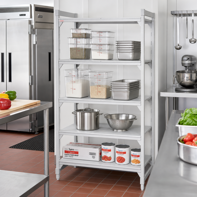 Product image #3 for Cambro Camshelving Premium 4-Shelf Solid Stationary Starter Unit, 21" x 36" x 84", Speckled Gray