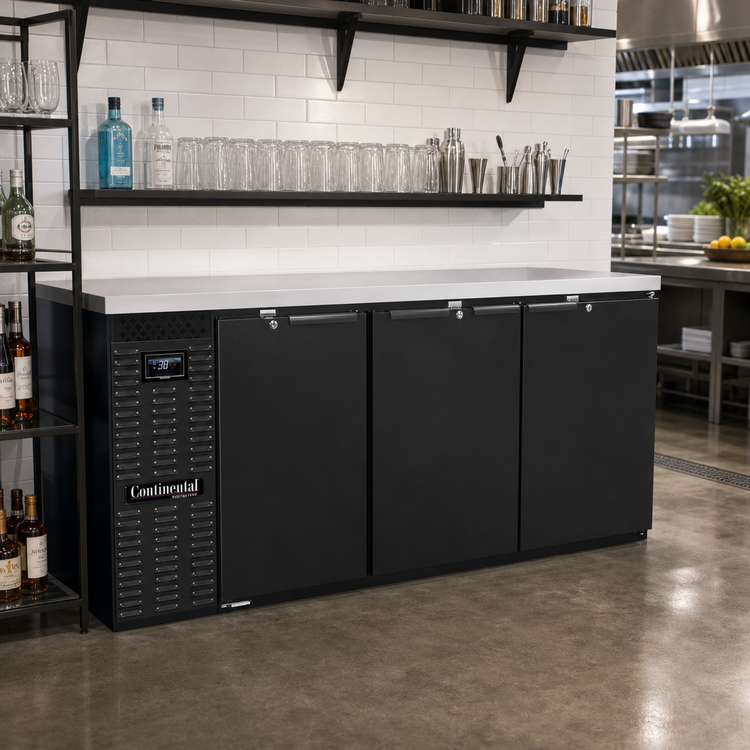 Product image #2 for Continental Refrigerator BB50NPT 50" Pass-Thru Refrigerated Back Bar Cooler with Four Solid Doors
