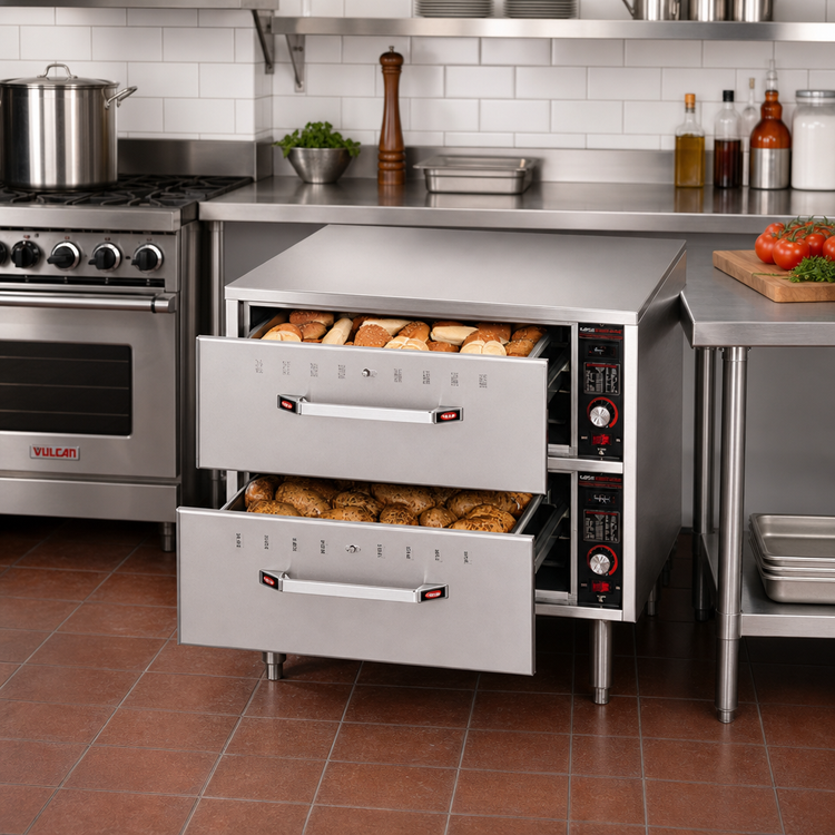 Product image #2 for Hatco Quick Ship Freestanding Two-Drawer Stainless Steel Warming Drawer Unit, 120V