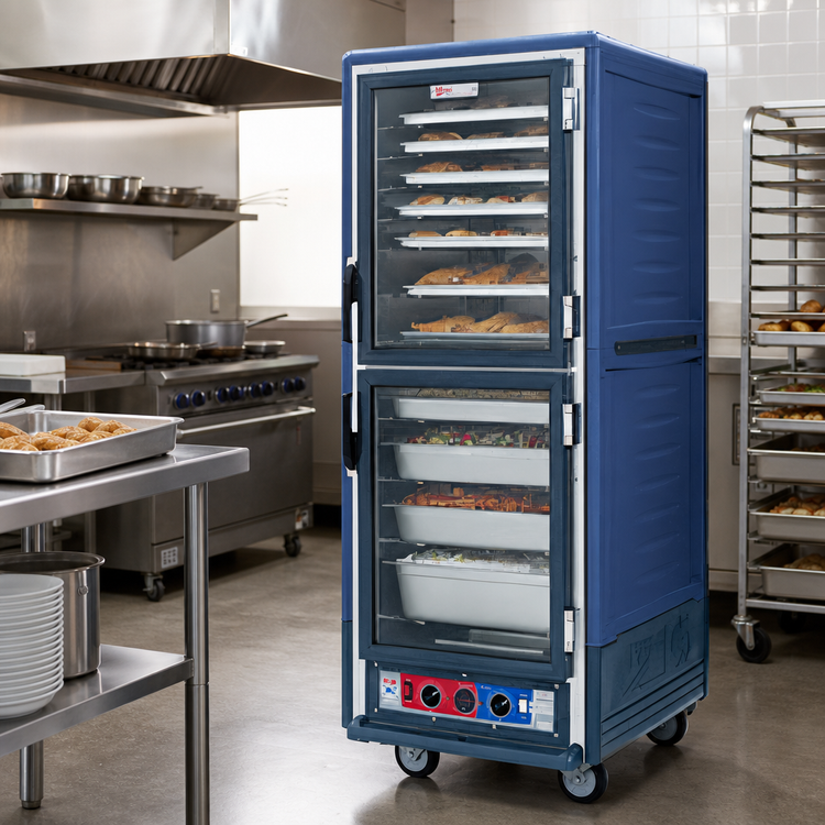 Product image #2 for Metro C5 3 Series Full-Height Low Watt Heated Holding Cabinet with Dutch Clear Doors, Blue Insulation Armour, and Universal Wire Slides