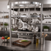 Thumbnail image #2 for John Boos PRB04A Table-Mounted Boat-Shaped Stainless Steel Pot Rack with 27 Double Hooks