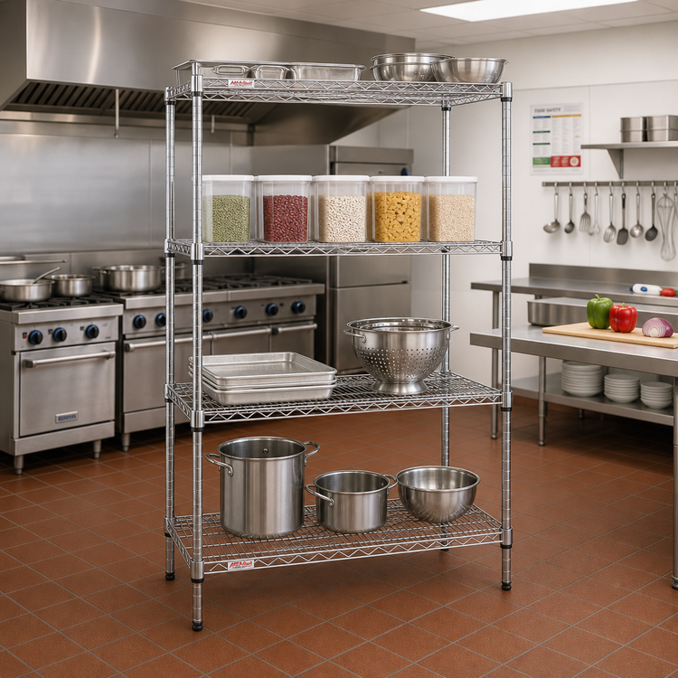 Product image #2 for Add-A-Shelf Commercial Wire Shelving Starter Unit, 4-Tier, 36 x 21 x 74 Inches, Chrome Finish