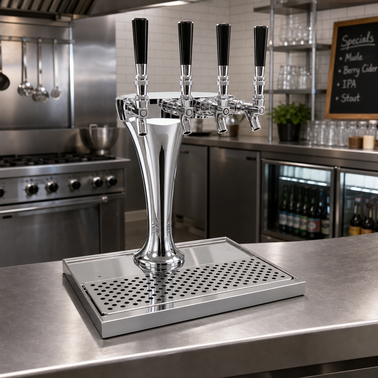 Product image #2 for Glastender Cobra 4-Faucet Countertop Glycol-Cooled Draft Dispensing Tower, Polished Chrome Finish