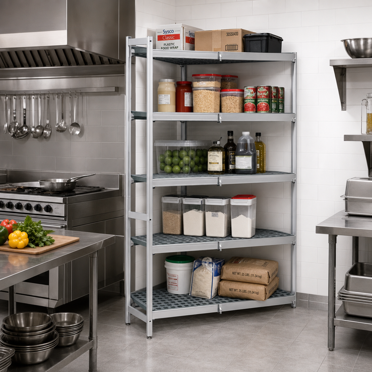 Product image #2 for Fermostock 5-Tier Corner Expansion Polymer Shelving Unit, 83" H x 59" W x 22" D