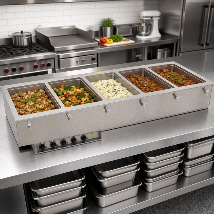 Product image #2 for Vollrath Five-Well Drop-In Electric Hot Food Well with Auto-Fill, 208V, 5 Full-Size Pan Capacity