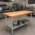 Thumbnail image #2 for John Boos 60-Inch x 18-Inch Edge Grain Maple Wood Top Work Table with Adjustable Undershelf