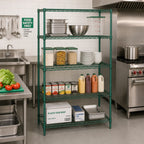 Thumbnail image #2 for Quantum WR86-1842P Wire Shelving Starter Unit, 42"W x 18"D x 86"H, 4-Shelf, Stationary, Green Epoxy