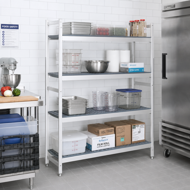 Product image #2 for Fermostock 4-Tier Stationary Starter Polymer Shelving Unit, 71 Inch H x 38 Inch W x 14 Inch D