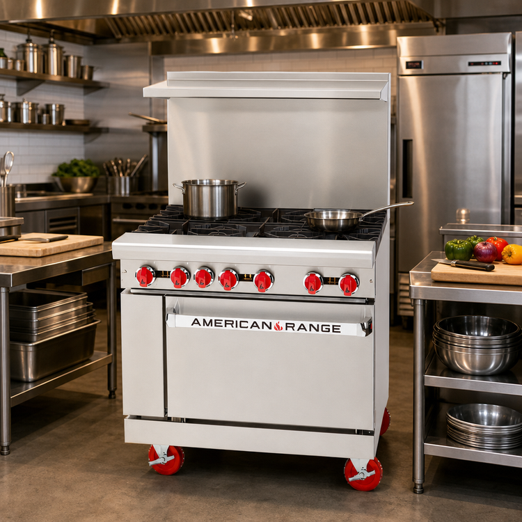 Product image #2 for American Range AR-6 36-Inch Gas Restaurant Range with 6 Open Burners and Standard Oven