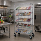 Thumbnail image #2 for Quantum MWRS-7-108CL Mobile Wire Shelving Bin System with 24 Clear Bins, 7 Shelves, Chrome-Plated, 36 x 18 x 74 Inches