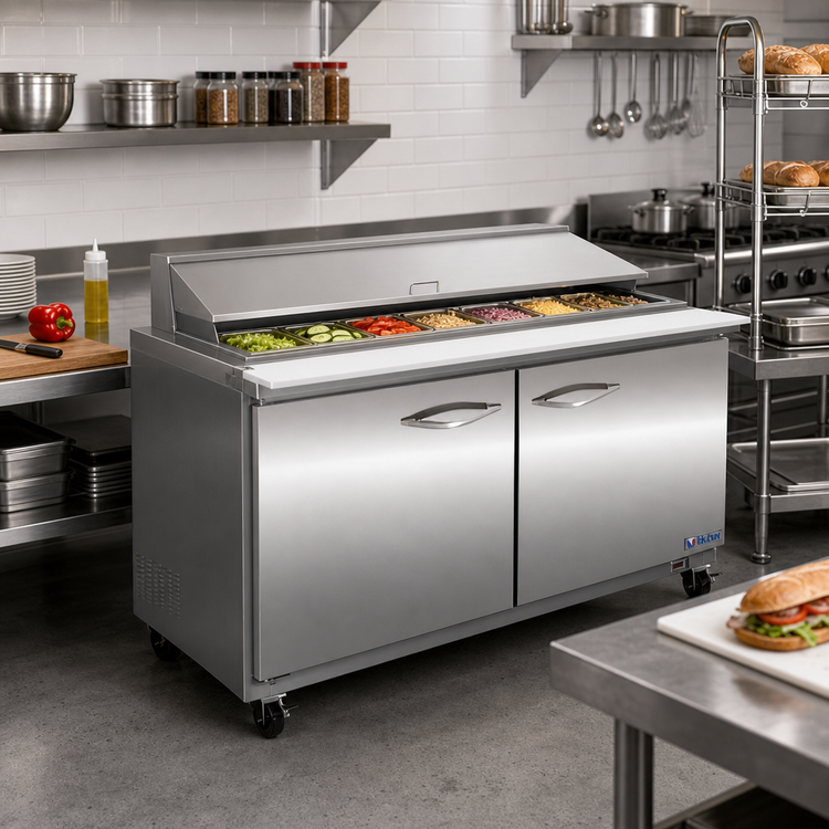 Product image #2 for IKON Refrigeration Mega Top 2-Section Sandwich/Salad Prep Table, 4 Drawers, 18 1/6 Pans, 48.2-Inch Wide
