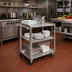 Thumbnail image #3 for Channel Manufacturing 3-Shelf Stainless Steel Utility/Bussing Cart with 5-Inch Swivel Casters, 27.5 x 16 x 34 Inches