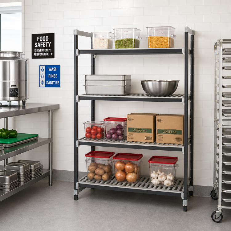 Product image #2 for Cambro Camshelving Elements XTRA 4-Tier Vented Stationary Add-On Polymer Shelving Unit, 21 x 54 x 64 Inches