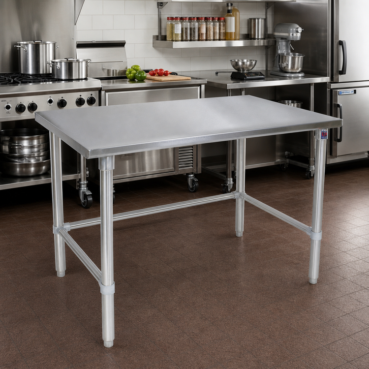 Product image #2 for John Boos Stallion 48" W x 30" D 14-Gauge Stainless Steel Flat Top Work Table with Safety Edge