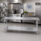 Thumbnail image #2 for Duke Manufacturing 314-24144 Stainless Steel Work Table, 144 x 24 x 36 in, 300 Series Top, Galvanized Undershelf, No Backsplash