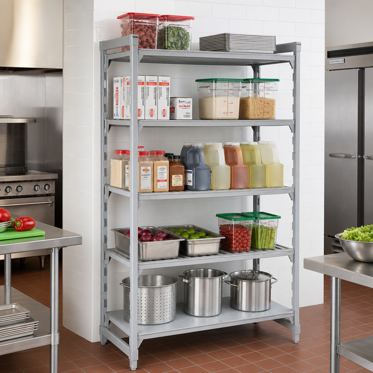 Product image #3 for Cambro Camshelving Premium 72"W x 24"D x 84"H 5-Shelf Vented and Solid Stationary Starter Unit