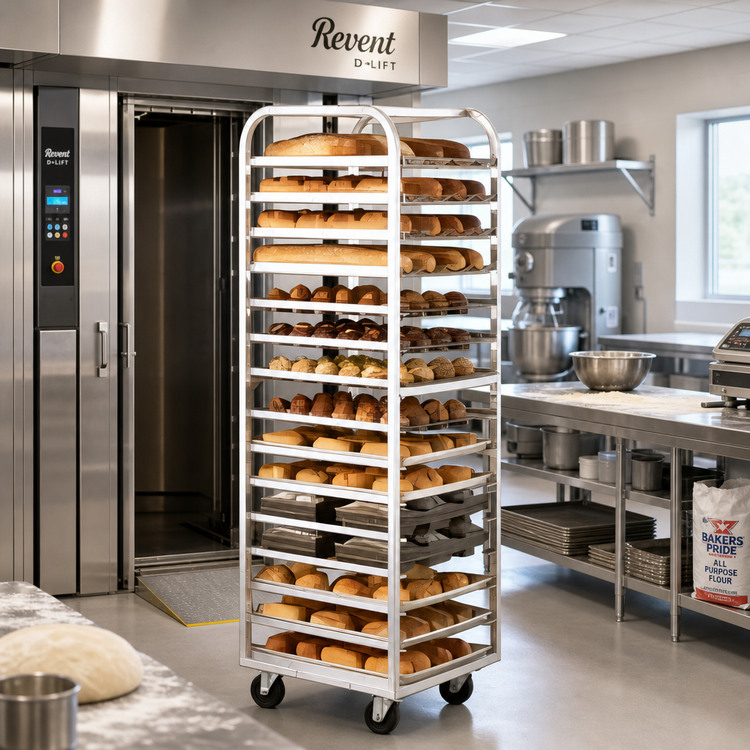Product image #2 for Adamatic/Revent D Lift Roll-In Oven Rack, Single End Load, 15-Pan Capacity