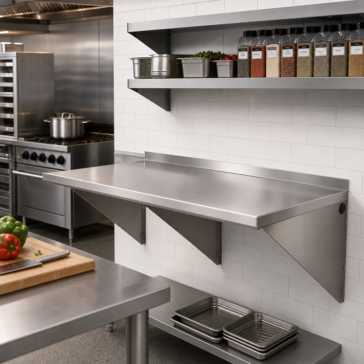 Product image #2 for Eagle Group Wall-Mount Stainless Steel Work Table with Backsplash, 48 x 30 Inches