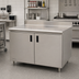 Thumbnail image #2 for Advance Tabco Special Value Series Enclosed Work Table with Cabinet Base and Hinged Doors, 96 x 24 Inch, 304 Stainless Steel Top, 5 Inch Backsplash