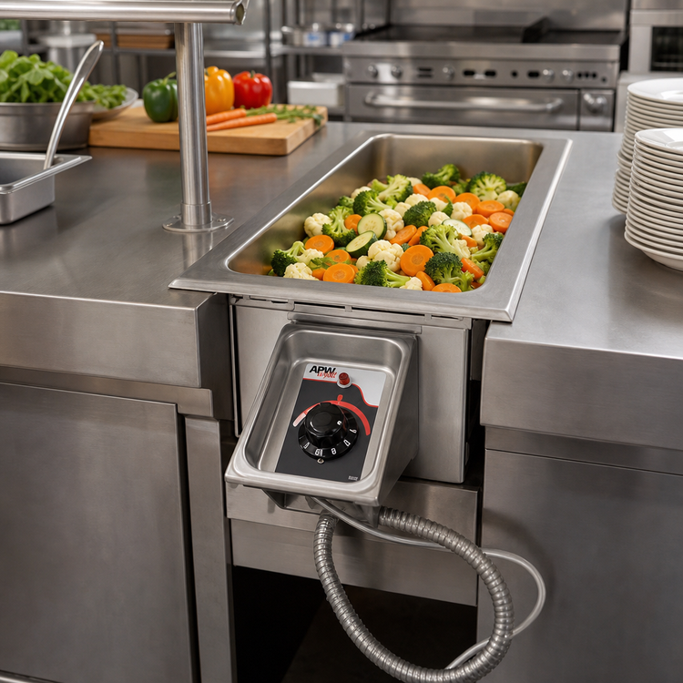 Product image #2 for APW Wyott HFW-43DS Drop-In Electric Hot Food Well, 1 Pan, 12 x 27-Inch, Wet or Dry, Insulated, With Drain