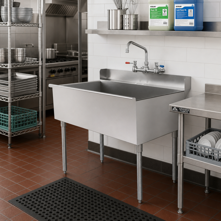 Product image #2 for Advance Tabco Square Corner Single-Compartment Scullery Budget Sink, 36 x 24 x 13 Inches, 16 Gauge 430 Stainless Steel