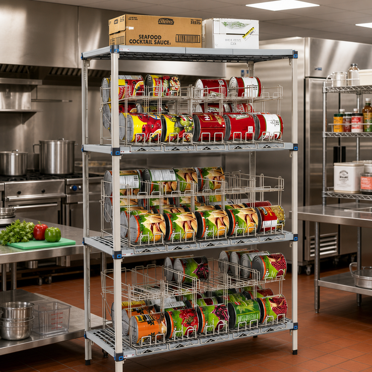 Product image #2 for MetroMax Q 24"D x 36"W x 74"H Stationary Can Rack for #5 and #10 Cans, 96 #10 / 144 #5 Capacity