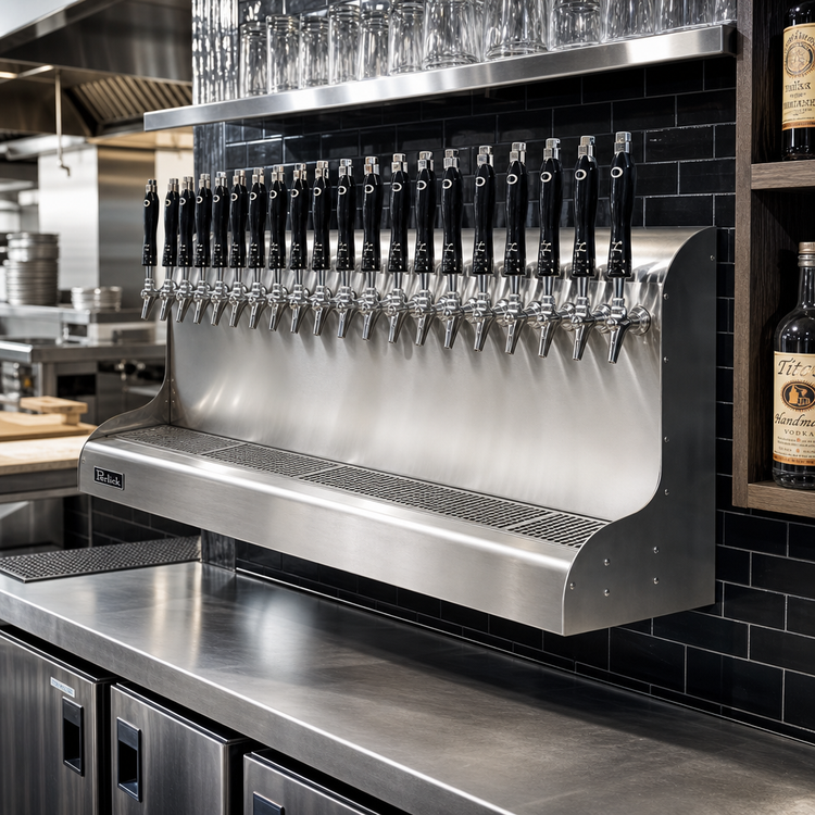 Product image #2 for Perlick 20-Faucet Modular Wall-Mount Glycol-Cooled Stainless Steel Draft Beer Dispensing Tower