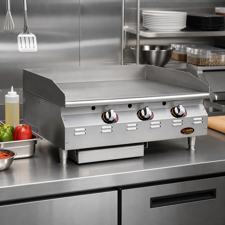 Product image #2 for RedHots Chef's Line 48 Inch Countertop LP Gas Griddle with Thermostatic Controls