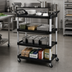 Thumbnail image #2 for Xtra 4-Shelf Open-Side Utility Bus Cart, Black