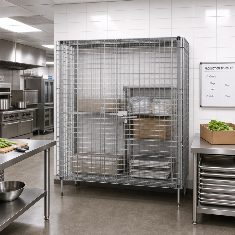 Product image #3 for 60"W x 24"D Chrome Security Enclosure Kit with Side-Hinged Doors