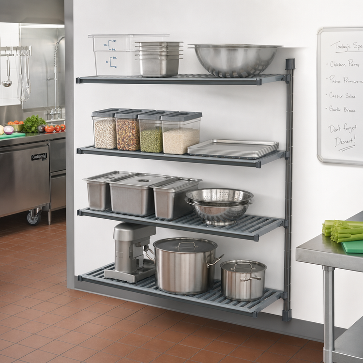 Product image #2 for Cambro Camshelving Basics Plus 4-Tier Add-On Vented Polymer Shelving Unit, 21 x 60 x 64 Inches, Brushed Graphite