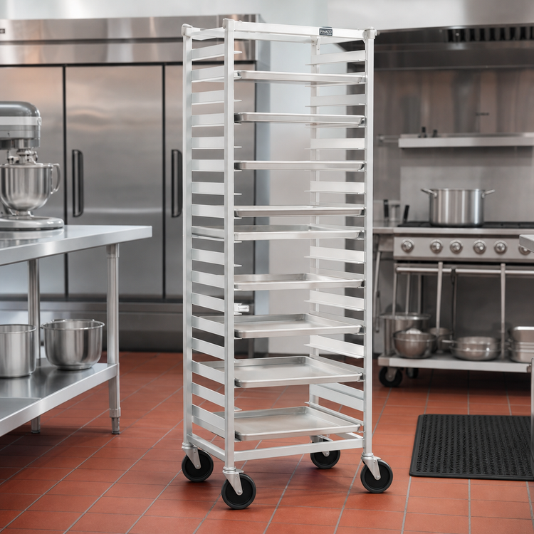 Product image #2 for Panco Mobile Full-Height Side-Loading Aluminum Pan Rack for 18 x 26 Inch Sheet Pans, 20-Pan Capacity