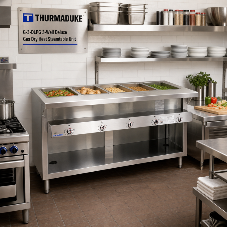 Product image #2 for Thurmaduke G-3-DLPG 3-Well Deluxe Gas Dry Heat Steamtable Unit