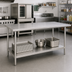 Thumbnail image #2 for Advance Tabco 108-Inch x 36-Inch 16-Gauge 430 Stainless Steel Flat Top Work Table with Adjustable Undershelf