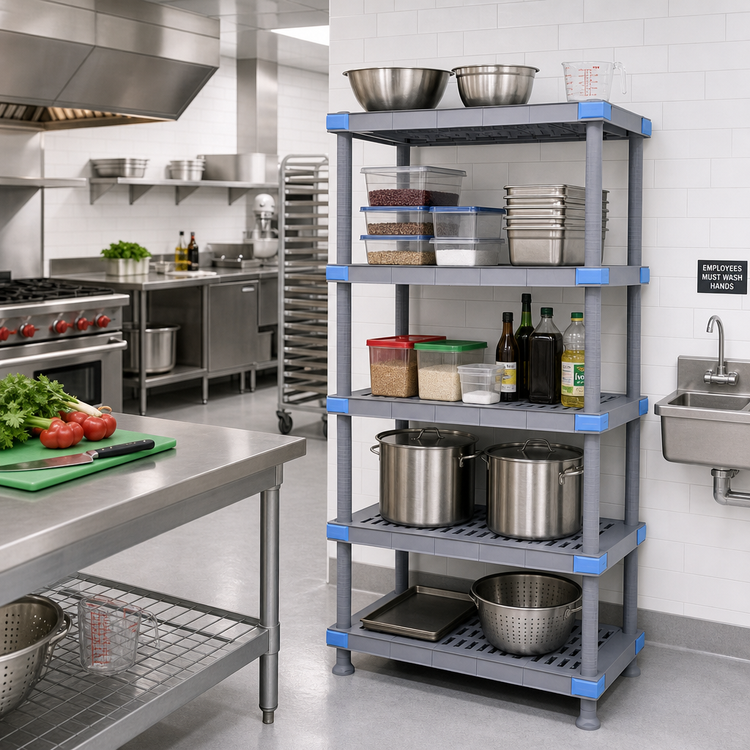 Product image #2 for Millenia 5-Shelf Stationary Starter Polymer Shelving Unit, 48"W x 18"D x 62"H, Gray