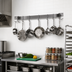 Thumbnail image #2 for Advance Tabco Wall-Mounted Single Bar Stainless Steel Pot Rack, 108 Inch, 9 Double Hooks