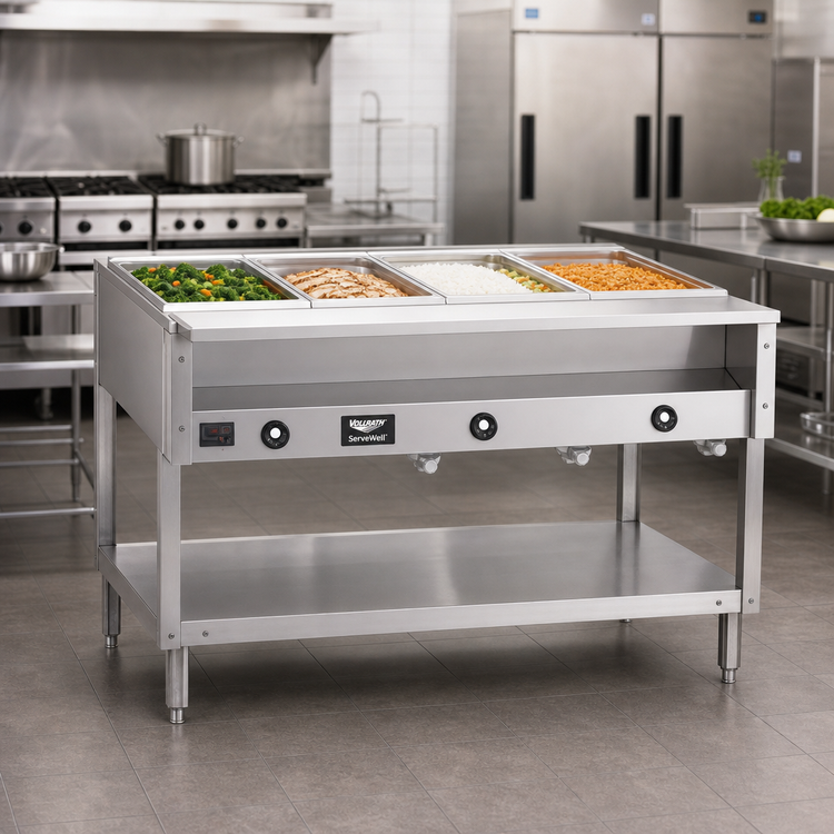 Product image #2 for Vollrath ServeWell® 5-Well Hot Food Table with Open Shelf Base, 76" x 32", 208-240V