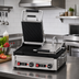 Thumbnail image #2 for Double Electric Countertop Panini Grill with Timer, Grooved Cast Iron Plates, 18 x 10 Inch Cooking Surface