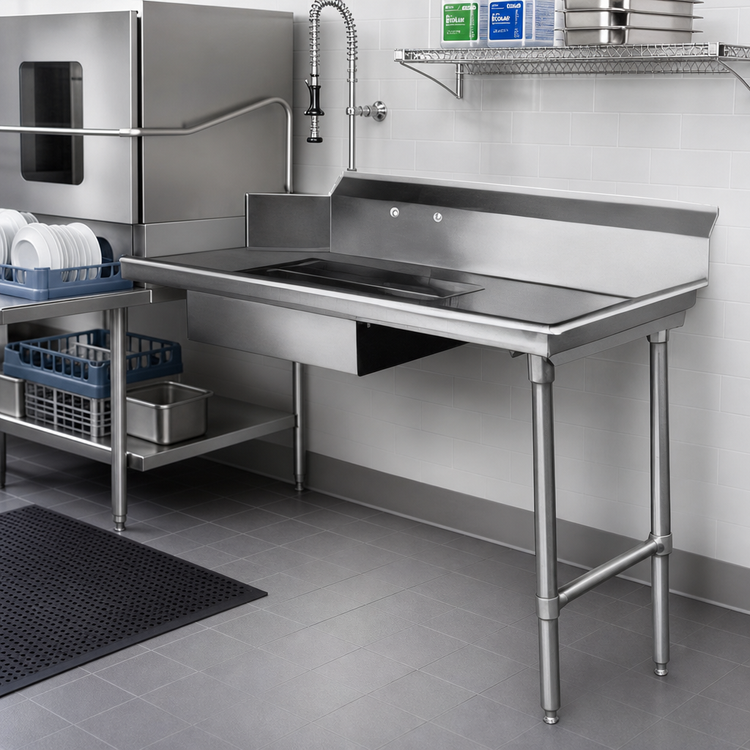 Product image #2 for 36-Inch Straight Stainless Steel Soiled Dish Table with Right-to-Left Operation and Pre-Rinse Sink