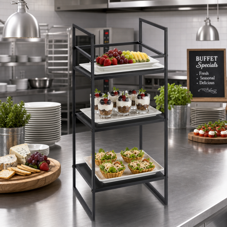 Product image #3 for Black Twilight Three-Tier Square Modular Buffet Riser