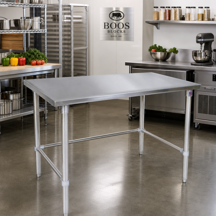 Product image #2 for John Boos Stallion 48" W x 30" D Flat Top Stainless Steel Work Table with Stallion Safety Edge