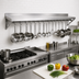 Thumbnail image #2 for 72-Inch Wall-Mount Stainless Steel Overshelf Pot Rack with 18 Double-Sided Hooks