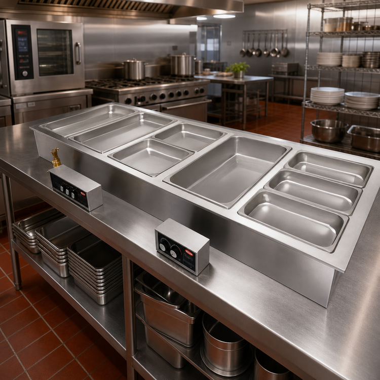 Product image #2 for Hatco Drop-In Modular/Ganged Heated Well, 5 Full-Size Pan Capacity, with Drains and Auto-Fill