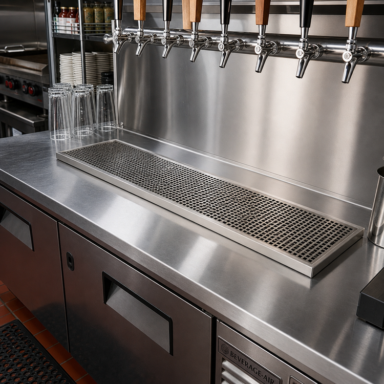 Product image #2 for Micro Matic Surface Mount Stainless Steel Drip Tray Trough with Perforated Screen, 39 Inch x 8 Inch